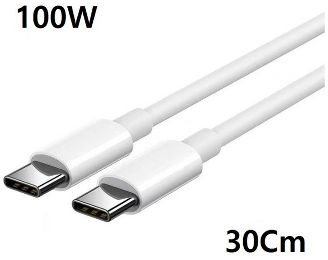 CTC002 C to C 100W PD QC/데이터 C타입 CtoC, 1개, 흰색, 0.3m
