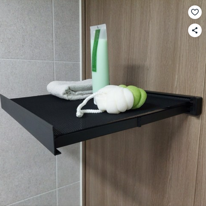 수와래 접었다폈다 무타공 욕실 선반, 1개, 블랙,화이트