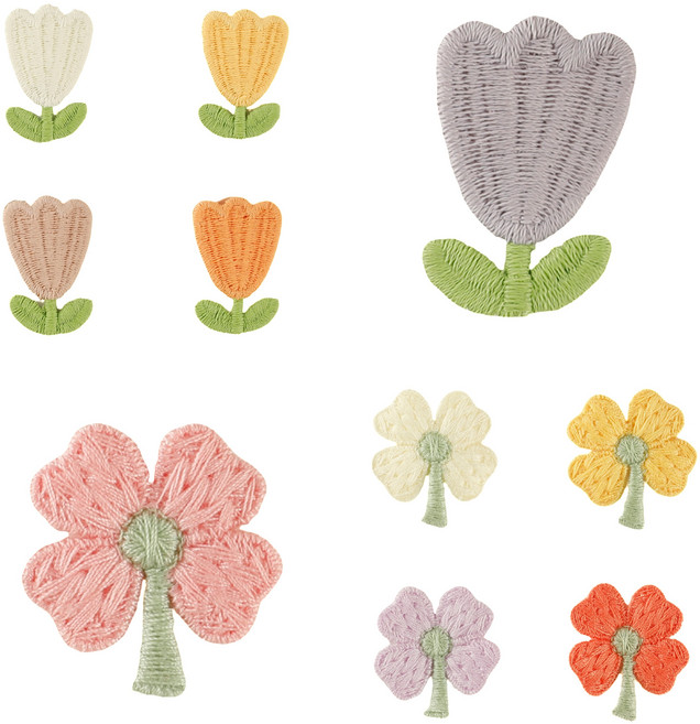 별라 봉제식 와펜 자수 패치 꽃자수 10종 세트