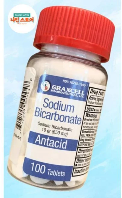 탄산수소나트륨 정제 USP 650mg 10 그레인 산성 소화불량 가슴앓이 신트림 위장불편 건강 100개입 미, 100 Count (Pack of 1), 1개, 100정 - 쿠팡