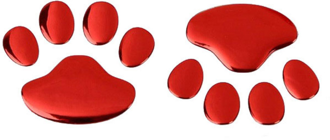 차량용 스티커 발바닥 4P 스크래치, 4개, 레드