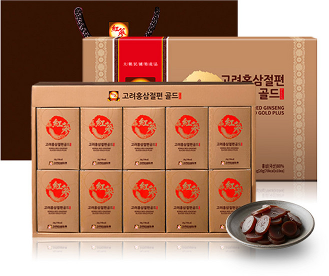 고려인삼유통 고려홍삼절편 골드 플러스 + 쇼핑백, 20g, 10개
