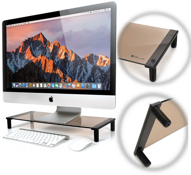 컴퓨터모니터받침대 usb 2단 높이조절형 듀얼 거치대 강화유리 선반 tv 게임모니터받침대, 1개, 1개, 1단