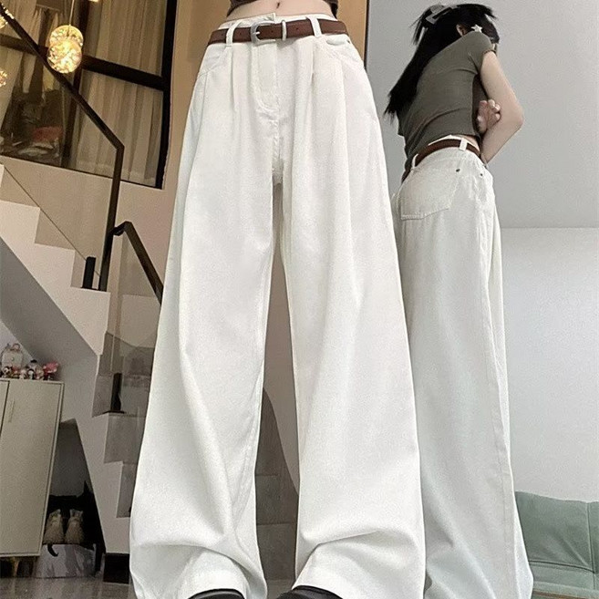 쁘띠꼬모 여성 와이드 통 청바지 오버핏 데님 팬츠 통바지