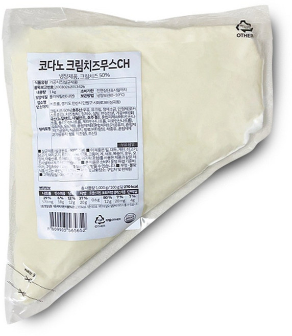 코다노 크림치즈 무스 1kg 냉장, 1개