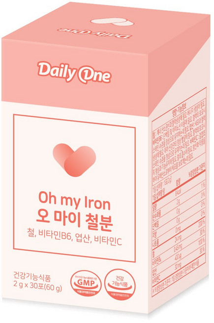 데일리원 오 마이 철분 비헴철 고함량 철분제 임산부 영양제 30포, 2g, 1개