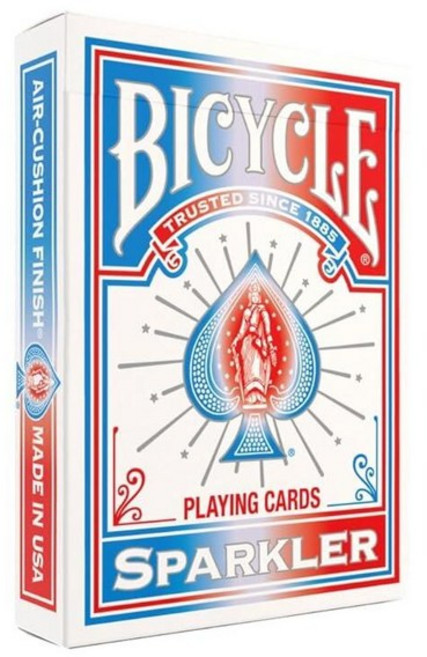 Bicycle 라이더 백 플레잉 카드 표준 포커 사이즈 카드 덱 레드 & 블루 (2팩) 포커 블랙잭 가족 게임의 밤 및 게임을 위한 클래식 모든 연령대를 재미, Sparkler
