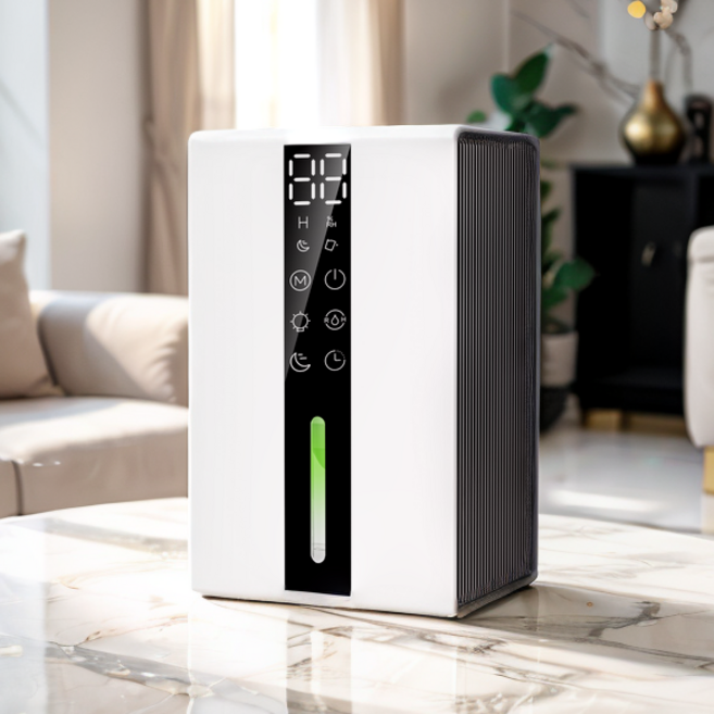 [국내발송] RichMagic 1600ml 스마트 제습기 무소음 LED 터치 고에너지효율건조기 습도 측정 무드등 대용량 가정용 제습기, 흰색