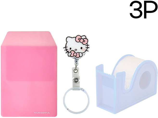 널스포켓+러블리키티테이프걸이+테이프커터기 3P 간호사용품, 1개, 핑크리본키티_테이프커터기_핑크포켓3P