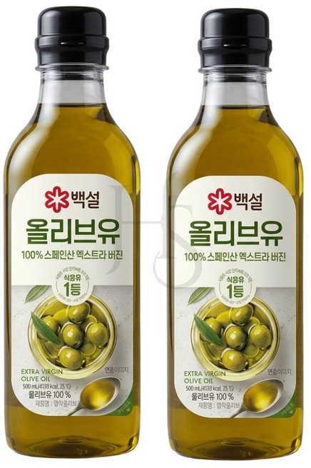 CJ제일제당 백설 압착올리브유 500ml x2개, 2개