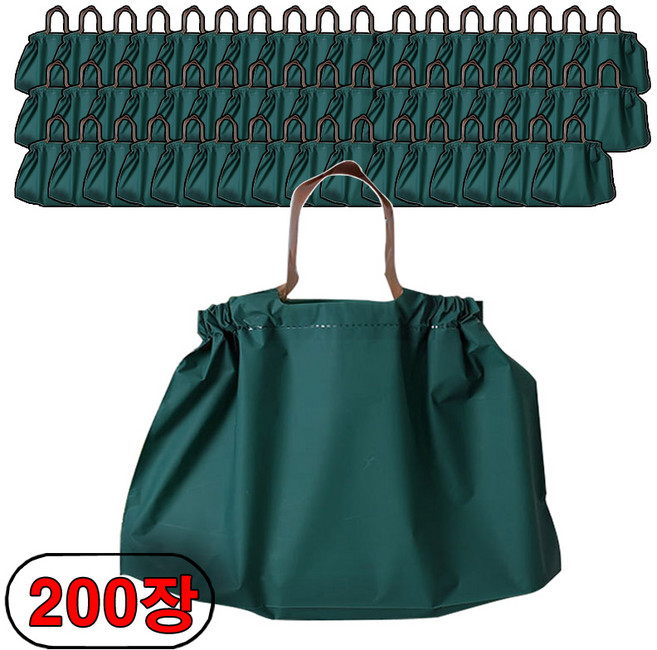 의류 옷가게 선물 포장 복주머니 손잡이 스트링 비닐 쇼핑백, 200개, 1번-진녹색(40x30)