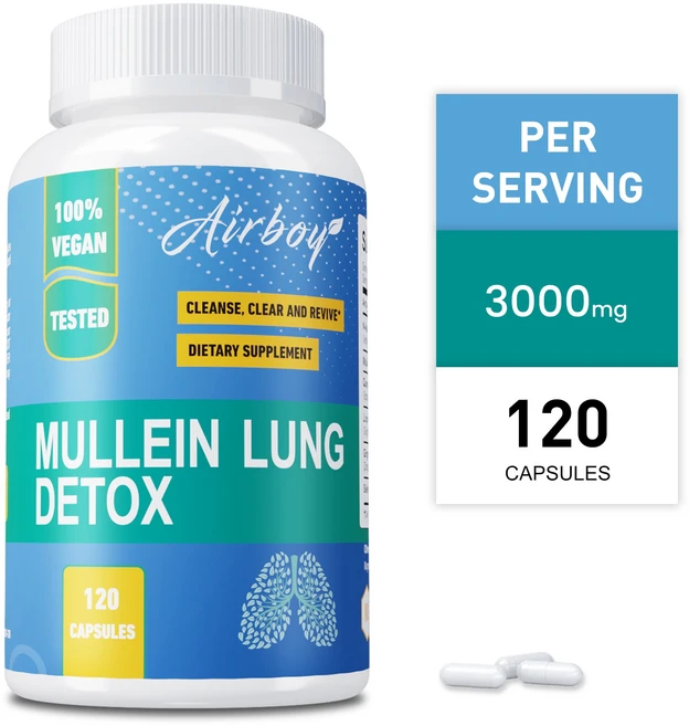 뮬린 폐 디톡스 - 면역 강화 정화 및 해독 호흡기 건강 간편하고 빠름, 2개, 60정 - 쿠팡