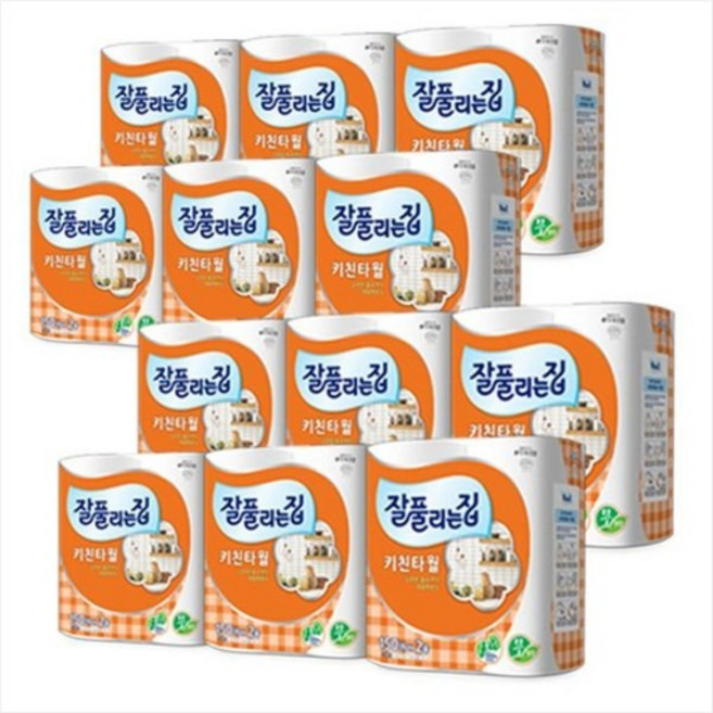 잘풀리는집 키친타올 150매 2롤 12팩, 12세트