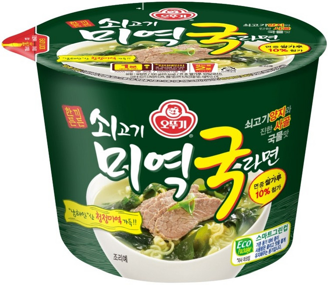 오뚜기 쇠고기 미역국라면 용기 100g, 10개