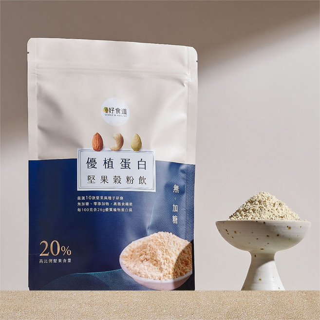 蠻好食道 優植蛋白 堅果穀粉飲 無加糖 20%堅果含量, 1個, 500g