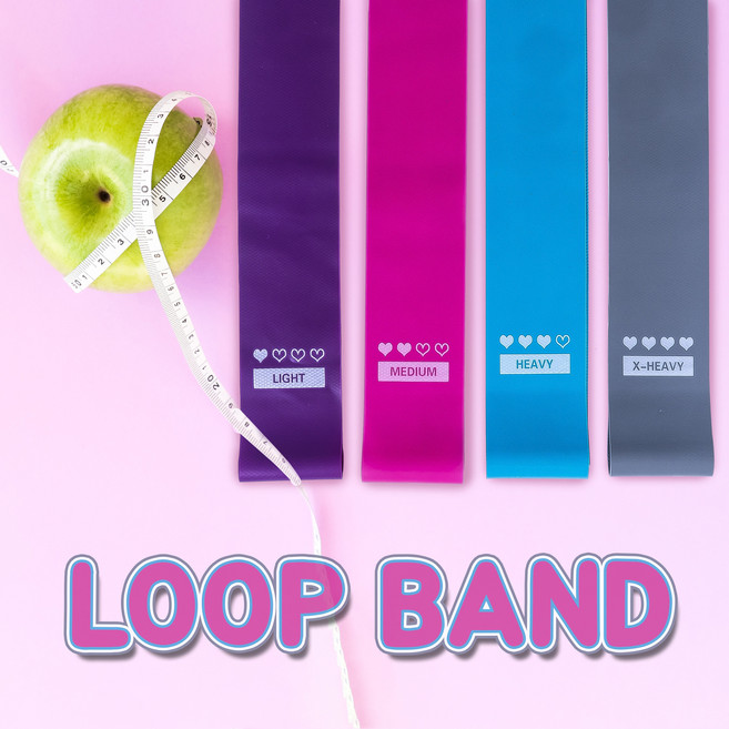 마피 루프밴드 힙딥밴드 힙업 스쿼트, 루프밴드 4종(퍼플.핑크.블루.그레이)