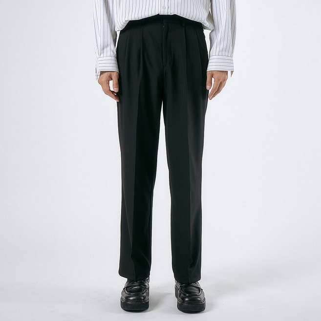 벨로시티 국내 생산 남성용 투턱 와이드 슬랙스 봄 스판 팬츠