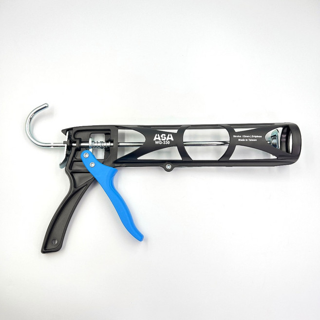 ASA K127 鐵膠管座雙推片無空行程 100公斤推力 輕便耐用膠管可旋轉 矽利康槍, 1個, wg330尼龍骨架不滴膠一支，超輕大出膠