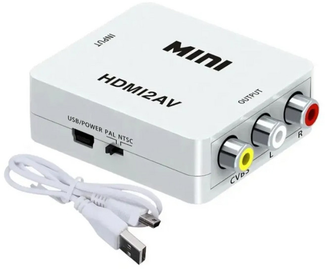HDMI 轉 AV 端子 轉換器, 1個, HDMI轉AV轉換器 1080P, 白色