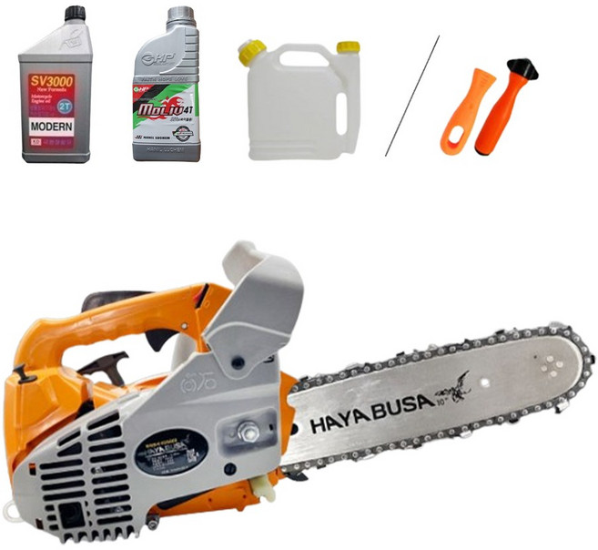 하야부사 10인치 엔진톱 H2600 II 가지 치기 톱 탑핸들 체인톱 가벼운 한손 기계톱 엔진오일 체인오일 포함, 1개