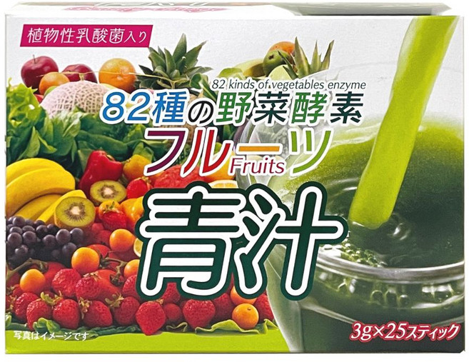 HIKARI 大麥若葉青汁 82種蔬果酵素 3g 日本原裝進口 水果風味 膳食纖維, 1個, 25份