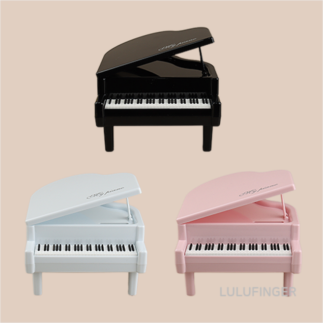 [룰루핑거] 그랜드 피아노 저금통 색상선택 약 14x15x14cm, 그랜드 피아노 저금통 검정 (1개입)