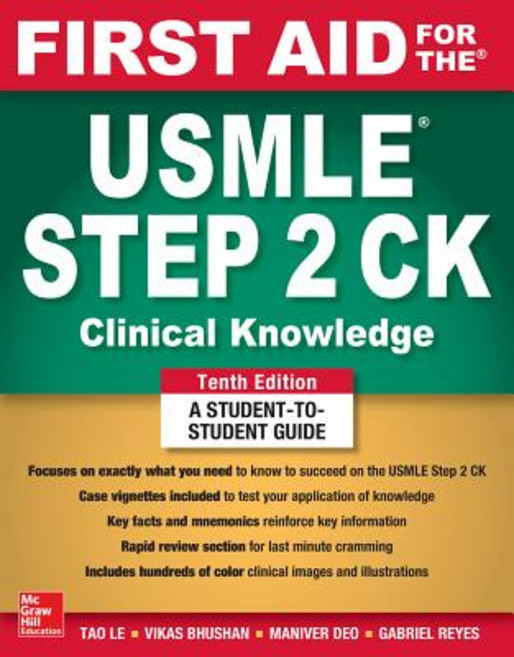 (영문도서) First Aid for the USMLE Step 2 Ck Tenth Edition Paperback, McGraw Hill / Medical, English, 9781260440294