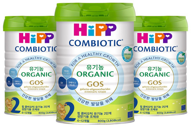 힙 유기농 콤비오틱 분유 2단계, 800g, 3개