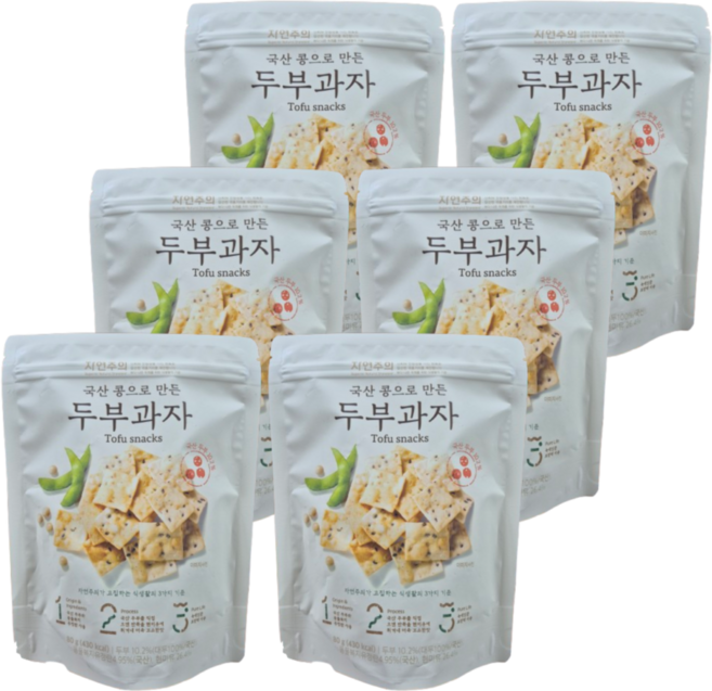 자연주의 국산 콩으로 만든 두부 과자 수량, 6개, 80g