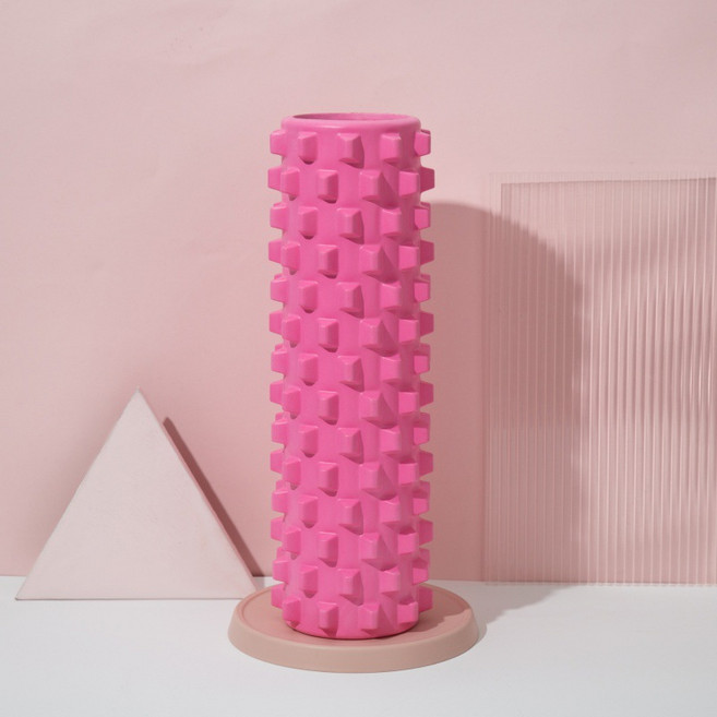 BODY MORE FUN 泡沫滾筒按摩器 200KG高強承重, 45*14cm - 空心狼牙款粉色, 1個