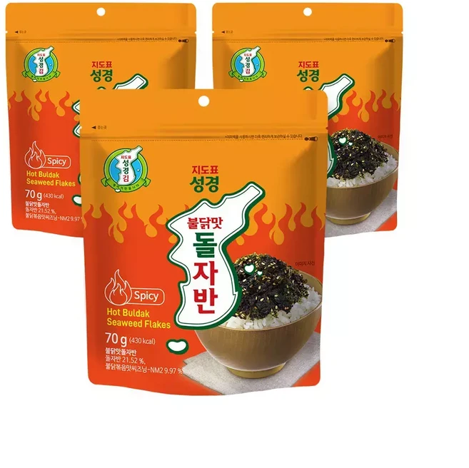 지도표성경김 매콤한 불닭맛 돌자반 3봉