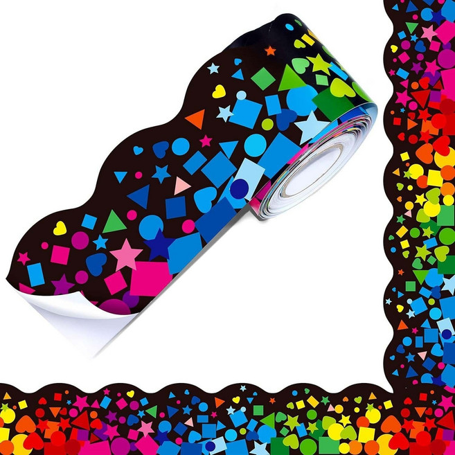 7종 칠판 게시판 테두리 스티커 18m 롤 장식, 1세트, S2315-1 컬러도형