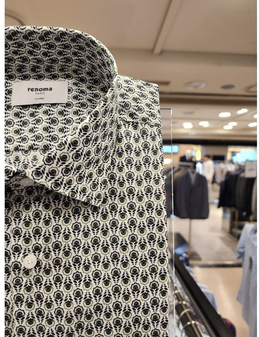 NC 불광점 레노마 셔츠 # 2025년 신상품 #여름 맞이# 면 100% 오리엔탈 플라워 프린트 일반핏 밑단 일자 반팔 남방 셔츠RPUSG1-678-GE