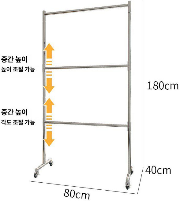 정리 업소용 수납 옷방 거치대 옷걸이 세탁소 선반, 180 길이 x 180 높이 3단