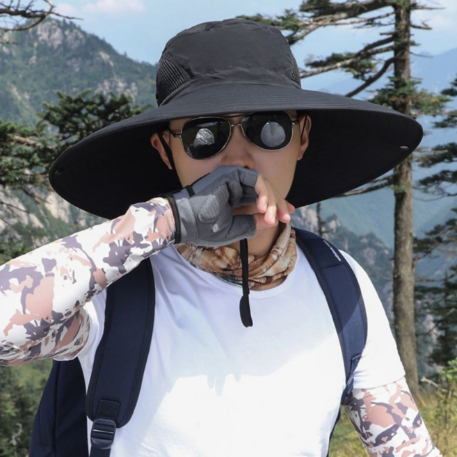 메쉬 아웃도어 와이드 햇빛 자외선 차단 버킷햇