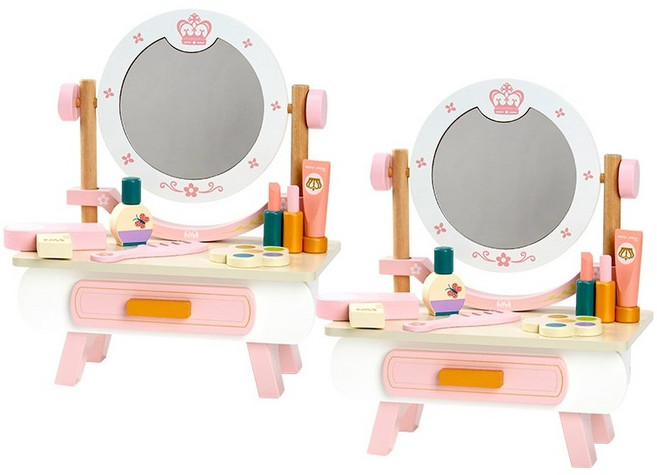 캐스비 빅토리아 원목 화장대 2857 유아 어린이 어린이집 유치원 화장놀이 인형놀이 꾸미기, 2세트, 파스텔톤