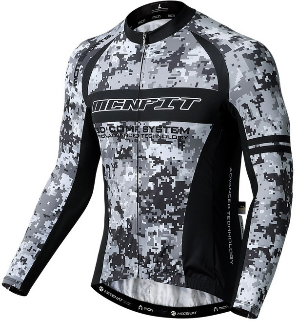 MCN 다크 애쉬 카모 긴팔 져지 자전거 의류 스킨슈트 셋업 져지 상의 기능성 사이클 상의