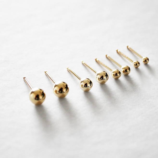 14K GF 심플 볼 귀걸이 (2~5mm)