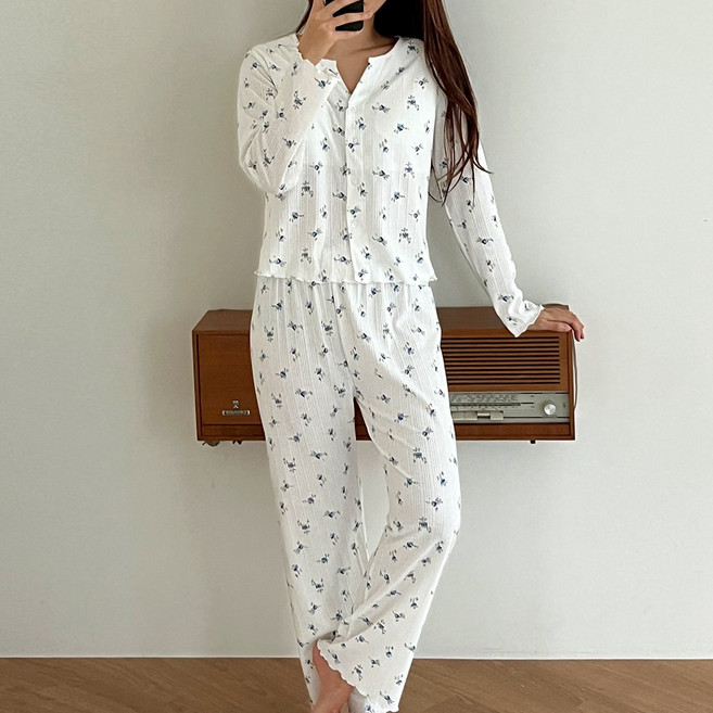 엘라운지 사계절 앙상블 캡내장 파자마 세트