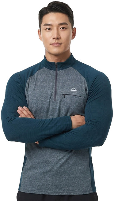 마운티스트 남성 나그랑 집업티셔츠 (남) 배색 슬림핏 등산 운동 아웃도어웨어