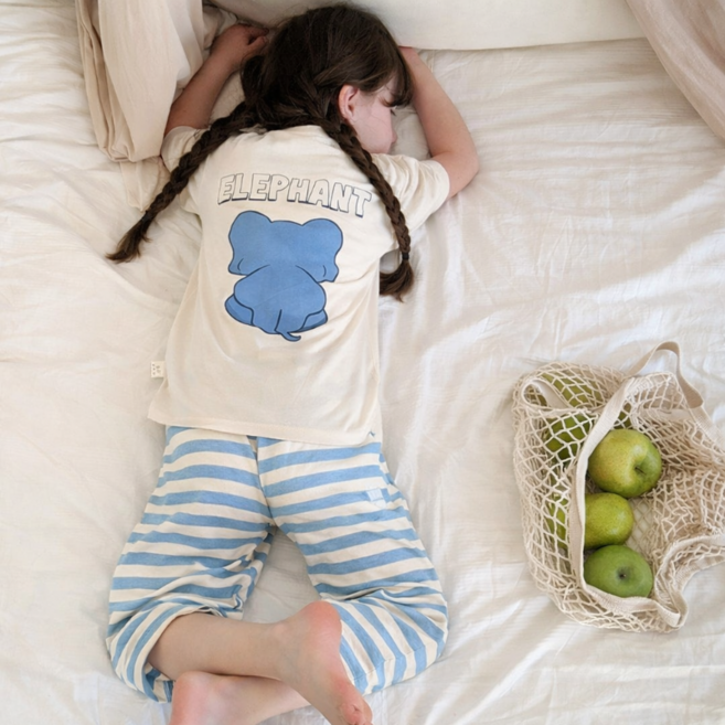 굿도우 아동용 모달 스트라이프 실내복 7부