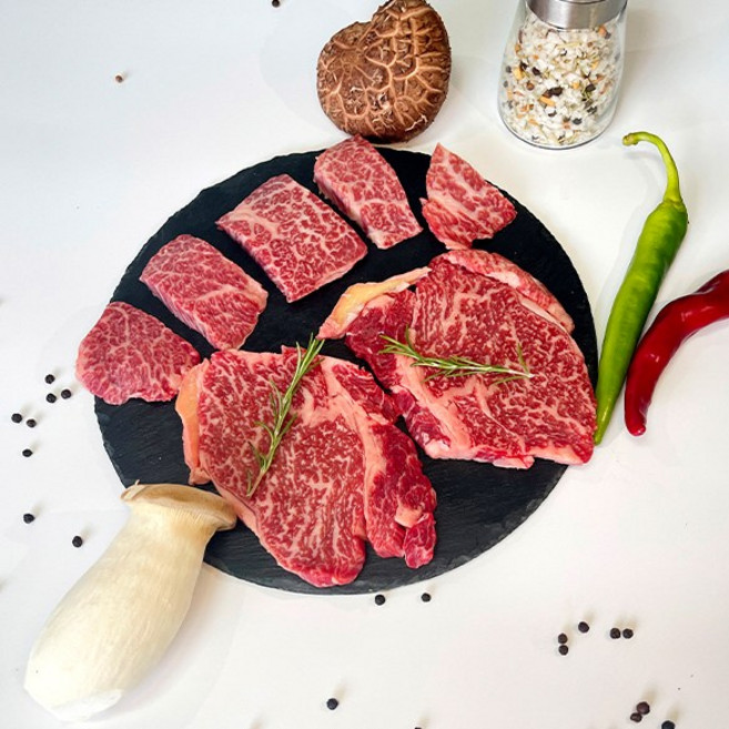 꽃등심+살치살 세트 한우 1++ 9등급 거세 (여행 캠핑용), 1개