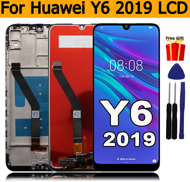 GEEKI 휴대폰 스마트폰 자가 수리 교체 부품 화웨이 호환 Y6 2019 MRD-LX1F LX1 LX3 LX1N 디스플레이 터치 스크린 디지타이저 어셈블리 Honor 8A LCD, [01] NO Frame, 1개
