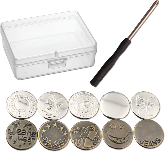 펴나나다 바지 허리 조절 요술단추 10P + 드라이버, 1세트, 혼합색상