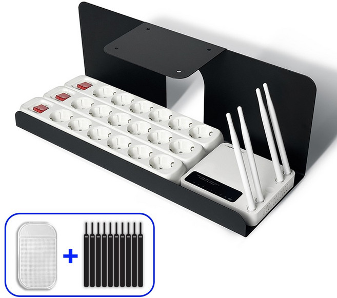 슈파논슬립 무타공 멀티탭 거치대 전선 정리함 콘센트 선반, (C3.슈파논슬립 몬스터) 블랙, 1개