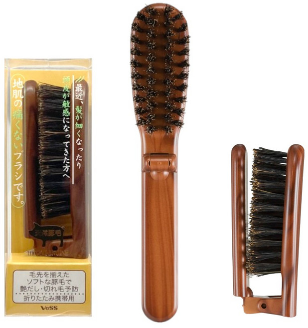 VESS 두피가 아프지 않은 브러시입니다 돈모 접이식 휴대용 JI-801, 1개, 브라운