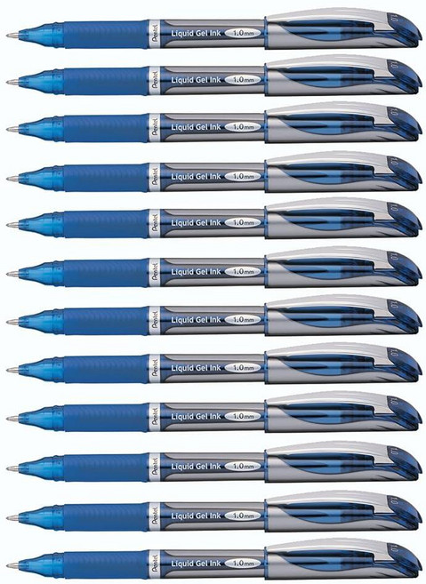 펜텔 Pentel ENER-GEL 디럭스 리퀴드 젤 펜 볼드 라인 금속 팁 레드 잉크 12개 박스 (BL60-B)
