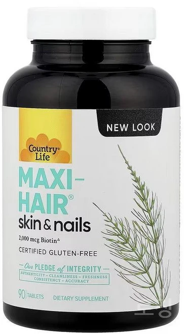 컨트리라이프 맥시-헤어 스킨/네일 2000mcg 비오틴 90정, 1개 - 쿠팡