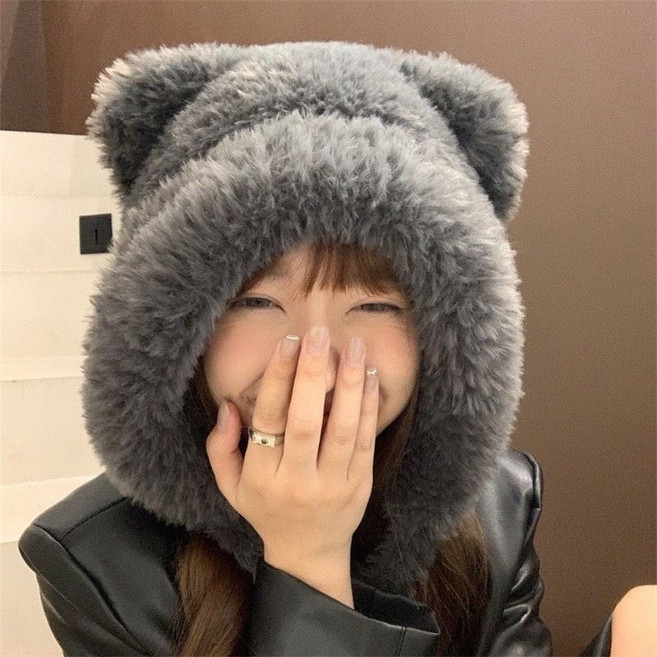 冬季韓版毛絨帽 保暖護耳針織帽 毛帽女 冬天遮耳毛線帽子