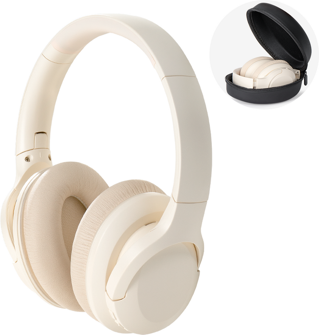 뉴스타 노이즈캔슬링 접이식 블루투스 헤드셋 유무선 블루투스 5.3 수납 케이스 포함, 화이트